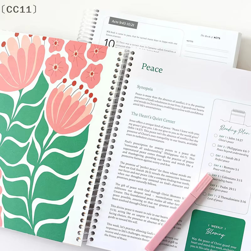 〔Cc11〕The Bible in a Year: a 52-Week Study through Gods Word - Spiral Bible Study Guide 52-Week Women'S Bible Study Plan